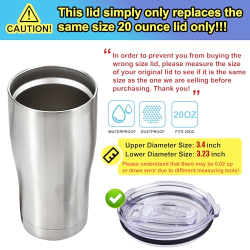 2 Replacement Lids for 20oz Stainless Steel Tumbler Lids-Replaces Only Covers With a Top Diameter of 3.4 inches（Bottom Diameter of 3.23 inches） - color: 20OZ Seal (2 Transparent)
