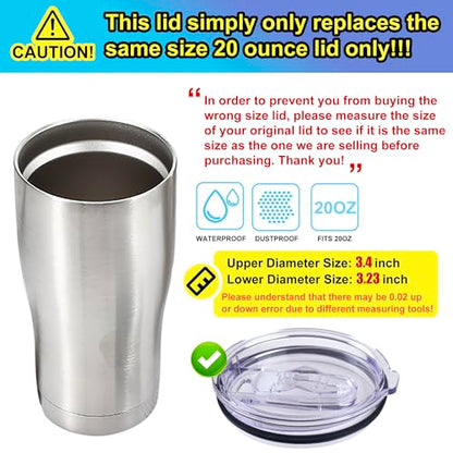 2 Replacement Lids for 20oz Stainless Steel Tumbler Lids-Replaces Only Covers With a Top Diameter of 3.4 inches（Bottom Diameter of 3.23 inches） - color: 20OZ Seal (2 Transparent)