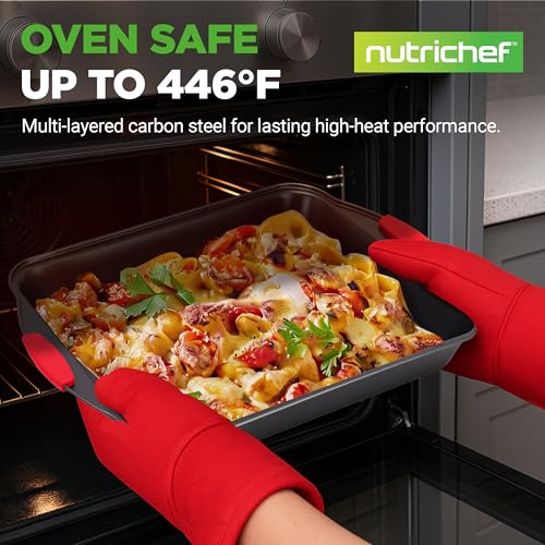 NutriChef Baking Pans Set - 6 Piece Bakeware with Nonstick Carbon Steel for Easy Release and Cleanup, Durable and Versatile Design, Includes Cookie Sheet, Loaf Pan, Muffin Tin & More - size: 6-Piece Set