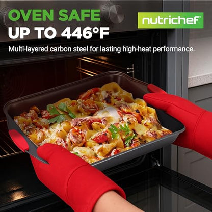 NutriChef Baking Pans Set - 6 Piece Bakeware with Nonstick Carbon Steel for Easy Release and Cleanup, Durable and Versatile Design, Includes Cookie Sheet, Loaf Pan, Muffin Tin & More - size: 6-Piece Set