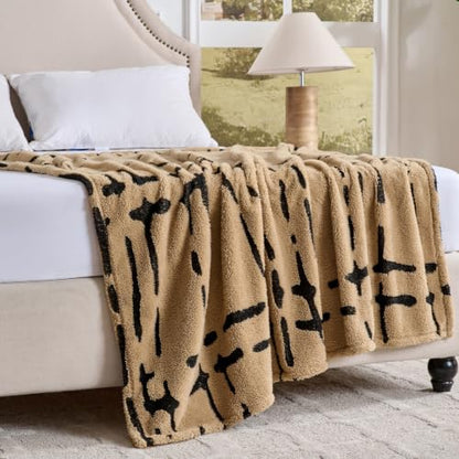 Minimalist Fleece Throw Blanket-Cozy Soft Lightweight Fuzzy Throw Blanket for Sofa, Couch, Bed & Chair,Camel, 50" x 60" - color: Camel