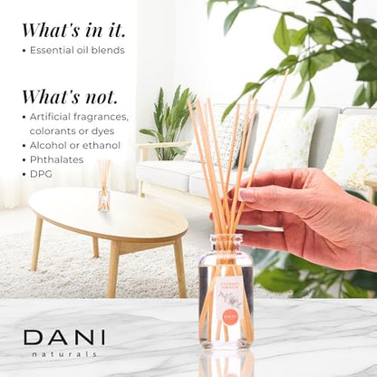 DANI Naturals Coconut Hibiscus Reed Diffuser Set, Vegan, 3 fl oz | Vegan,alcohol-free reed diffuser,Continuous fragrance with natural reeds,Tropical coconut hibiscus scent,Made in USA