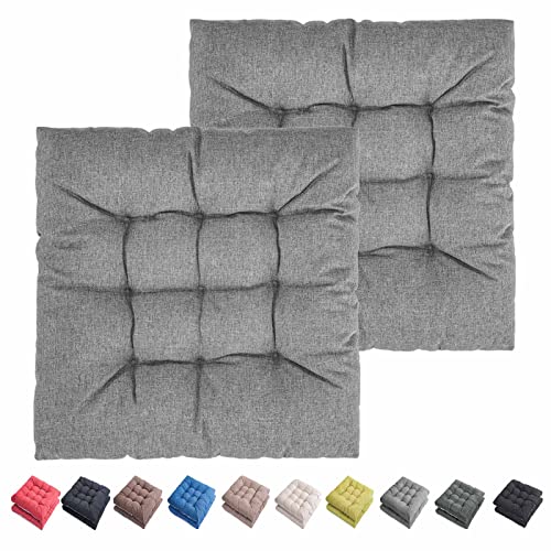 Outdoor Indoor Chair Cushions 20"x20" - Patio Furniture Cushion Set of 2 Comfortable Non-Slip Seat Pads Cover for Wicker Adirondack Deck Rocking Metal Chairs Universal Fit (2, Light Grey) - color: Light Grey