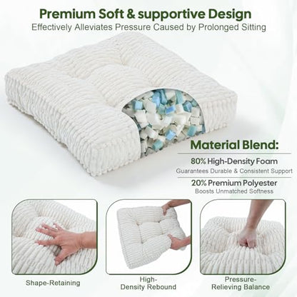 idee-home Recliner Cushions with Lumbar Support Pillow Set for Elderly | 20x20x5 Inch Recliner Seat Cushion Tufted, Large Square Seat Cushion Non-Slip Reduce Hip & Lumbar Pain - color: Beige Seat&lumbar