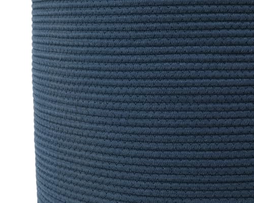 16"x20" Extra Large Cotton Rope Basket with Zipper Lid, Woven Laundry Hamper and Blanket Storage Basket, Round Clothes Bin for Living Room Bedroom, Denim Blue - color: All Dark Blue