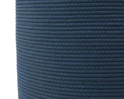 16"x20" Extra Large Cotton Rope Basket with Zipper Lid, Woven Laundry Hamper and Blanket Storage Basket, Round Clothes Bin for Living Room Bedroom, Denim Blue - color: All Dark Blue