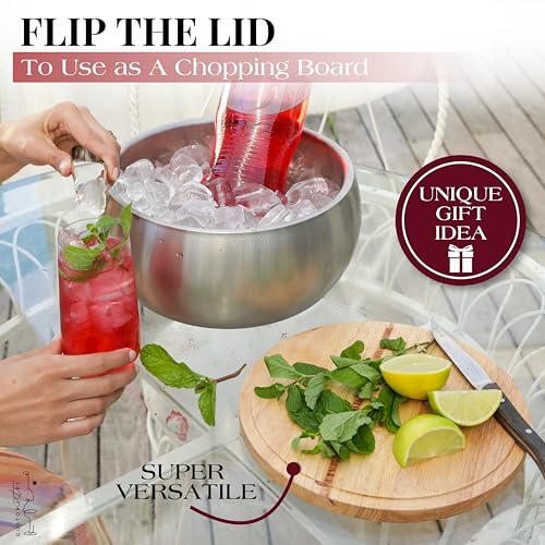 Gusto Nostro 4.1L Insulated Ice Bucket with Lid and Tongs, Double Wall Stainless Steel Ice Bucket Large, BPA Free Ice Bucket for Cocktail Bar, Keeps Champagne, Wine, Beer Chill for Parties - color: Silver