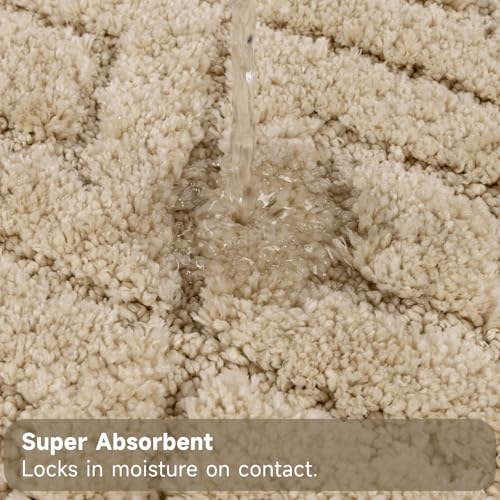 Bsmathom 3 Piece Bathroom Rug Sets, Non Slip Microfiber Bath Mat, Beige | Plush Water Absorbent Bath Rug Sets with U-Shaped Contour Toilet Mat, Machine Washable Carpet for Bathroom Sink, Shower - color: Beige