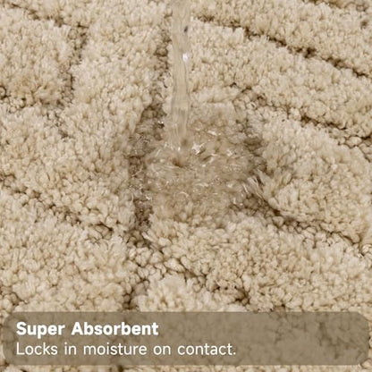 Bsmathom 3 Piece Bathroom Rug Sets, Non Slip Microfiber Bath Mat, Beige | Plush Water Absorbent Bath Rug Sets with U-Shaped Contour Toilet Mat, Machine Washable Carpet for Bathroom Sink, Shower - color: Beige