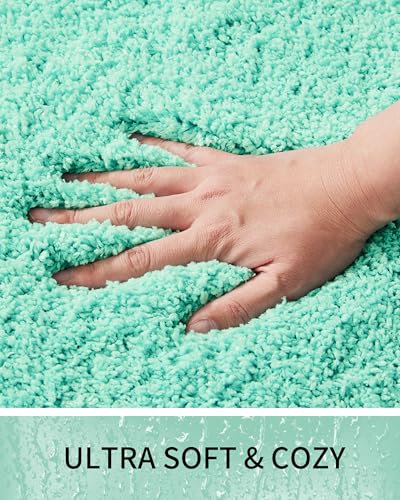 Toilet Rugs U-Shaped Mat 24x22, Contour Bathroom Mat - Ultra Soft & Absorbent Microfiber, Quick-Dry, Machine Washable with High Density Foam Latex Non Slip Backing, SpaBlue - color: Spa Blue, size: 24" X 22"(Toilet Rug)