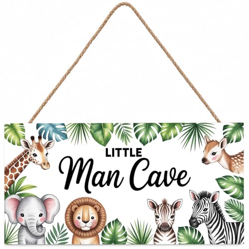 Animal Little Man Cave Wooden Sign Home Wall Decor Rustic Farmhouse living room Decor home kitchen Wall Art Sign - color: White