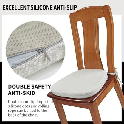 SINOSSO 1 Pack Memory Foam Chair Cushions for Dining Chair, Friendly Woven Fabric 16" U-Shape Comfortable Kitchen Chair Pad, Removable Slip Resistant Seat Cushion (1 Piece, Beige-Gray) - color: Beige-gray
