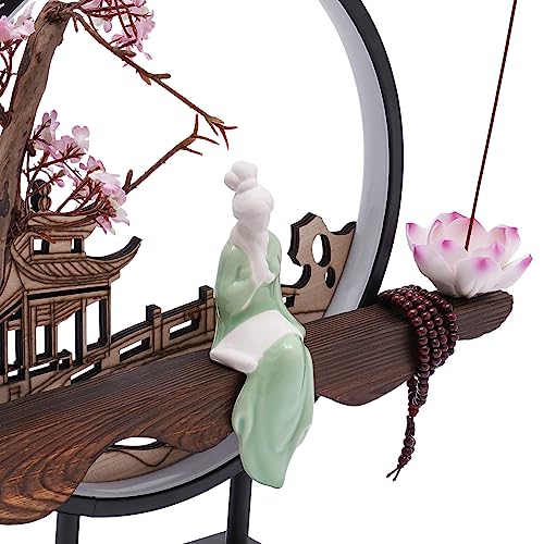 Backflow Incense Holder with LED Light, Countertop Incense Burner Holder Chinese Retro Ceramic Backflow Incense Burner for Relaxing or Home Decor (Style 2) - size: Style 2