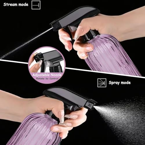 Glass Plant Mister Spray Bottle 15oz Purple Adjustable Nozzle for Gardening | 360° 3 spray modes, fine dew-like mist, thick glass, visible water level, 2pack mist sprayer for cleaning hair pets plants - color: Purple