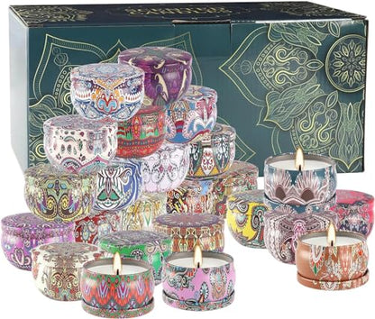 WPONSZU Scented Candles Gift Set, 2.5 oz Soy Wax Aromatherapy Candle for Home, Romantic Candles Gift for Mother Day Christmas Valentines Birthday (24 Pack) - color: Multi-Color3