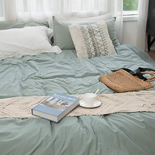 Mkono Macrame Table Runner, 100 Inches Boho Woven Dining Decor with Tassels | Handmade Soft Crochet Cotton, Farmhouse Home Placemat, Fits 78-90 Inch Table, Great for Thanksgiving Christmas Party Wedding