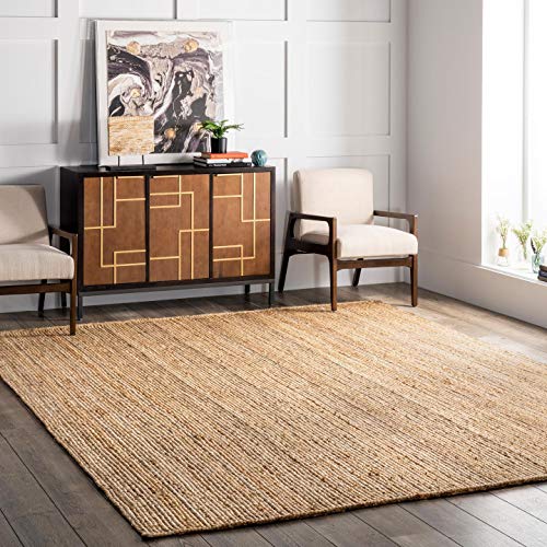 Nuloom Rigo Handmade, Natural, 8'6" x 11'6", Hand Woven, Farmhouse, Jute, Soft and Textured, High Traffic, Stain Resistant, Easy Clean, Durable Area Rug for Bedroom, Living Room, Dining, Den, Foyer - color: Natural, size: 8'6" x 11'6" (Rectangular)