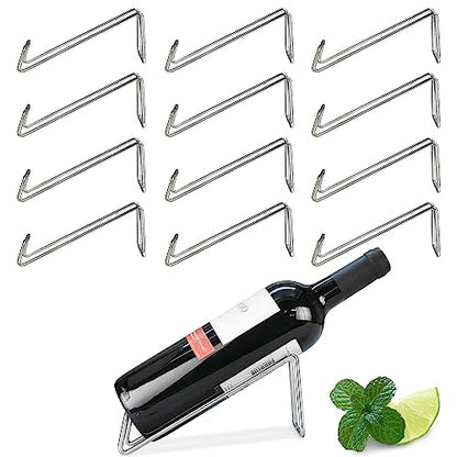SuproBarware Stainless Steel Wine Rack - Single Bottle Holder Set of 12, Stylish Wine Organizer for Countertop or Dining Table - color: Silver 12