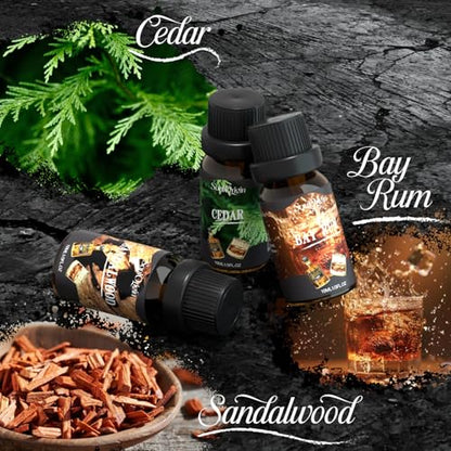 Soulorigin Gentleman Fragrance Oils Set, Essential Oil for Diffuser, Diffuser Oil, Use for Soap Candle Making, Sandalwood, Cedar, Rum, Leather, Smoky Oud, and Frankincense & Myrrh - color: Gentleman