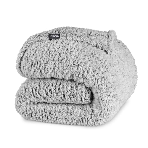 Bare Home Faux Shearling Blanket (Full/Queen, Tipped Grey) | Blanket for Bed, Sofa, Couch, Camping, Travel, and Gifts, Warm & Lightweight, Fluffy & Soft - color: 07 - Tipped Grey, size: Full/Queen