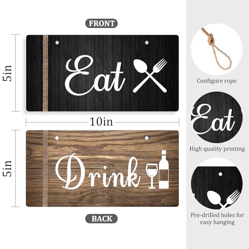 3 Pcs Kitchen Wall Sign Decor Rustic Kitchen Sign Eat Drink Love Kitchen Decor Home Kitchen Sign Hanging Dining Room Signs Kitchen Sign for Kitchen Door Counter Wall Farmhouse Kitchen Decor