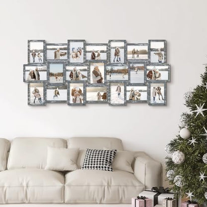 J.M.Deco Photo Collage Frame for Wall, 21-Opening Reunion Family Picture Frame Set, Picture Frame Collage Wall Hanging for 4x6 Photos, Ashes - color: Ashes* 21 Opening