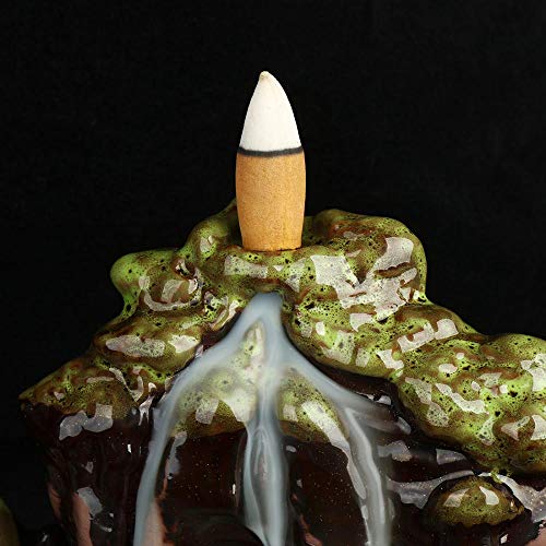 Guilin Landscape Backflow Incense Burner Incense Cone Sticks Holder Porcelain Handmade Beautiful Scene Prefect Gift for Aromatherapy Ornament Home and Office Decor