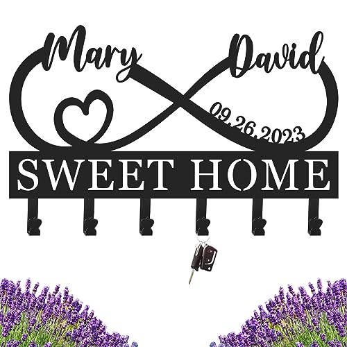 Personalized Key Holder for Wall, Metal Infinity Heart Key Hooks, Custom Name Key Rack, Key Hooks for Wall, Coat Rack, Key Holder Wall Hanging, Key Wall Holder, Housewarming Gift Wedding Gifts - color: Design 2