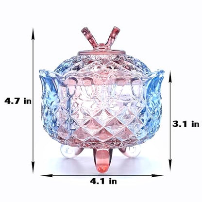 Colorful Crystal Glass Candy Snack Barrel Storage Jar Embossed Luxury Cookie Buffet Canister With Lids Jewelry Box Jar Biscuit Containers(Blue Purple Mixture) - color: Butterfly-Blue Purple Mixture