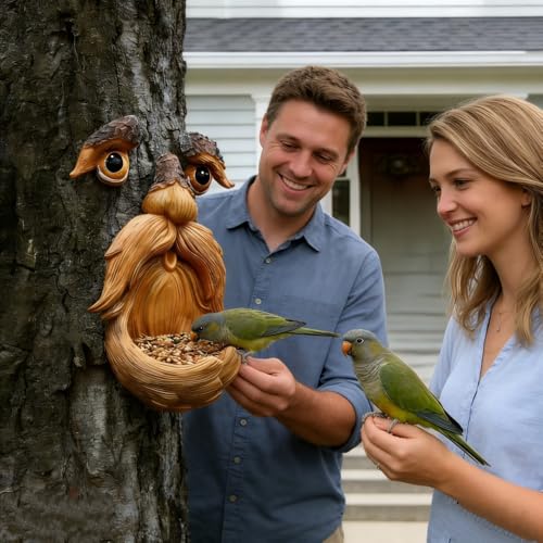 Fairy Tale Tree Bird Feeder Set 3-Piece Resin, Quirky Ancient Tree Monster Sculptures for Garden, Christmas Decor, Outdoor Yard, Brown - color: Brown