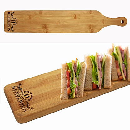 The Wedding Party Store Custom Engraved Cheese and Crackers Serving Board - Personalized Bamboo Wood Appetizer, Meat, Bread Platter