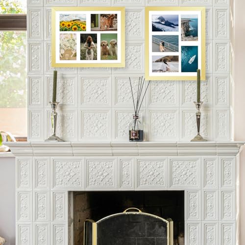 JCJMY 11x14 Collage Picture Frame with Mat, Display 5 Pcs 4x6 Photos or 11x14 Picture, Five Opening 4x6 Picture Frame Collage for Wall Hanging, Lightweight 4 x 6 Multi Photo Frame,Gold - color: Gold