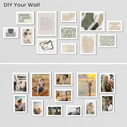Heimlove White Collage Picture Frames Set of 12,Two 8x10,Two 6x8,Four 5x7,Four 4x6 Photo Frames,Gallery Wall Frame Set for Wall Mount or Tabletop Display - color: WHITE