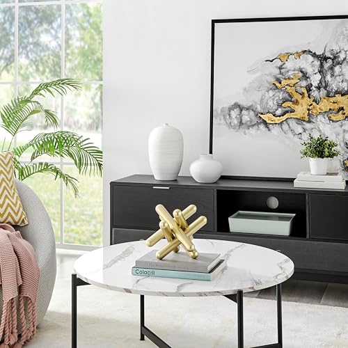 Danya B. Large Abstract Gold Finish Textured Metal Geometric Sculpture