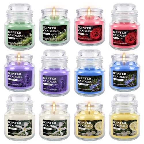 12-Pack 3.5oz Scented Candles Gift Set - Natural Soy Wax, Cotton Wick Aromatherapy Candles, Six Different Fragrances for Home Decor & Perfect Summer Gifts. - color: 12pcs clear Cup
