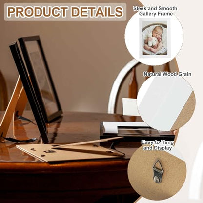 MECCANIXITY 11x11 Collage Picture Frame, Displays 4Pcs 3.5x3.5 Pictures with Mat, Solid Oak Wood Clear Acrylic Sheet Wall Mounting and Tabletop Display, White, 1Pcs - color: White