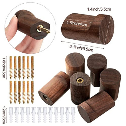 Roowest 12 Pack Walnut Wood Wall Hooks Natural Wooden Coat Hooks Wall Mounted Handmade Rustic Decorative Modern Hanging Backpack Hanger for Towel Mug Clothes Holder Heavy Duty Entryway Peg