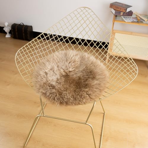LLB Sheepskin Chair Pads - Office & Dining Room Chair Cushion - Tan, 16.5" Round (Pack of 1) - color: Tan, size: Round 16.5" (Pack of 1)