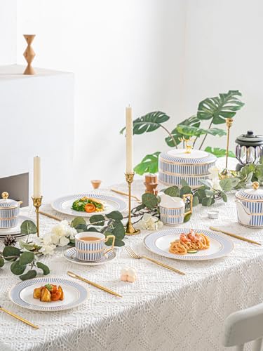 CwlwGO-3 Piece Bone China Modern Round Dishes Sets,Dinnerware dishset for Kitchen, Dinner Plate, Dessert Plate,Soup Bowl, Not suitable for Microwave. - size: 10.1