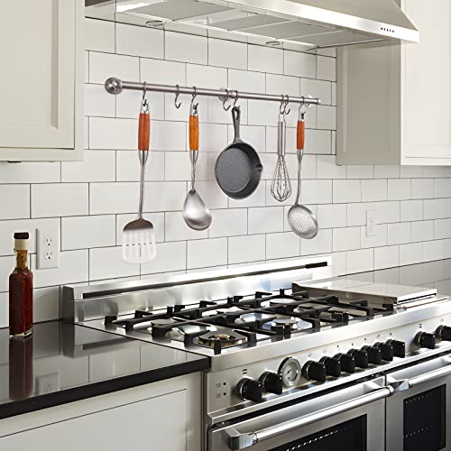 ROTHLEY Stainless Steel Hanging Pot Rack Hanger: 23.7 Inch Pot and Pan Hanger Wall Mounted Hanging Pot Bar Rack Heavy Duty Pot Hangers Kitchen Rail with 8 S Hooks (Brushed) - color: Brushed, size: 23.7 inch