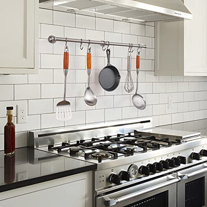ROTHLEY Stainless Steel Hanging Pot Rack Hanger: 23.7 Inch Pot and Pan Hanger Wall Mounted Hanging Pot Bar Rack Heavy Duty Pot Hangers Kitchen Rail with 8 S Hooks (Brushed) - color: Brushed, size: 23.7 inch