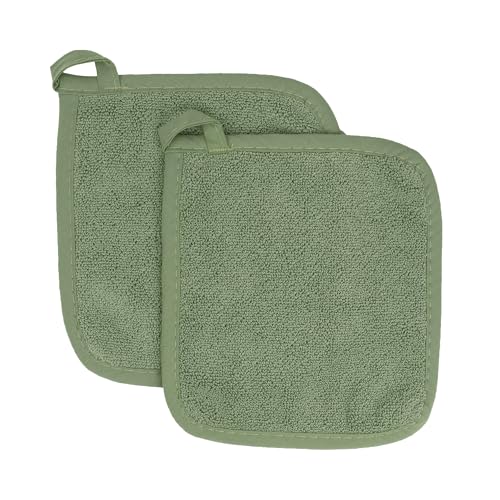 RITZ Terry Potholder & Hot Pad: Unparalleled Heat Resistant, Durable 100% Cotton – Ergonomically Designed for Optimal Grip – Easy-Care Machine Washable – 2-Pack, Juniper - color: Juniper, size: 2-Pack
