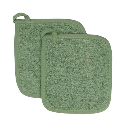 RITZ Terry Potholder & Hot Pad: Unparalleled Heat Resistant, Durable 100% Cotton – Ergonomically Designed for Optimal Grip – Easy-Care Machine Washable – 2-Pack, Juniper - color: Juniper, size: 2-Pack