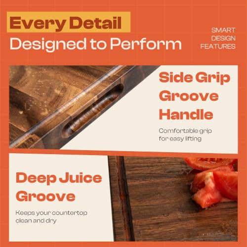 Riveira Extra Large Walnut Wood Cutting Board, 30" x 20", 1 Inch Thick – Cool Stove Top Cover Cutting Board, Noodle Board Stove Cover with Juice Groove, Reversible Butcher Block for Charcuterie