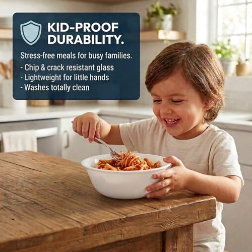 Corelle Vitrelle 28-oz Soup/Cereal Bowls Set of 6 Chip & Crack Resistant Dinnerware Bowls for Soup, Ramen, Cereal and More, Triple Layer Glass, Winter Frost White - size: 28oz Bowls