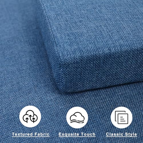 4PCS Linen Soft Foam Seat Cushion | 14x10x2 Inches Bar Stool Cushions Square | Thickened Recliner Cushion | Chair Cushion with Removable Cover (Indigo Blue) - color: 4pcs Indigo Blue, size: 14x10x2IN