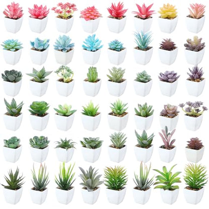 48 Pcs Mini Artificial Succulent Plants Potted Assorted Decorative Fake Succulent Plants with Pots Small Faux Succulents in Pots for Room Bookshelf Desk Bedroom (Rosette Collection) - style: Rosette Collection