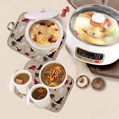 Pot Holders Set of 2,Non Slip Clear Silicone Printed Potholdes | Resistant 480 ℉,Comfortable Cotton Lining Kitchen Women Men Cooking Baking Microwave (Cat, Khaki Potholders) - color: Cat, Khaki Potholders