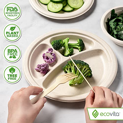100% Bamboo Forks Spoons Knives Cutlery Combo Set - 380 Large Compostable Disposable Utensils (7 in.) Eco Friendly Durable and Tree Free Alternative to Wooden Silverware with Convenient Tray