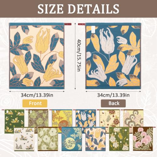 6 Pack Boho Floral Kitchen Dish Towels 100% Cotton Thick 4 Layer | Absorbent Cleaning Cloths Double Sided Quick Drying Reusable Hand Towels with Hanging Loop for Kitchen Drying